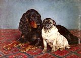 A Spaniel And A Pug by Otto Bache